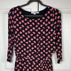 Boden Dark Grey Dress with Pink and Yellow Floral Design - 10L